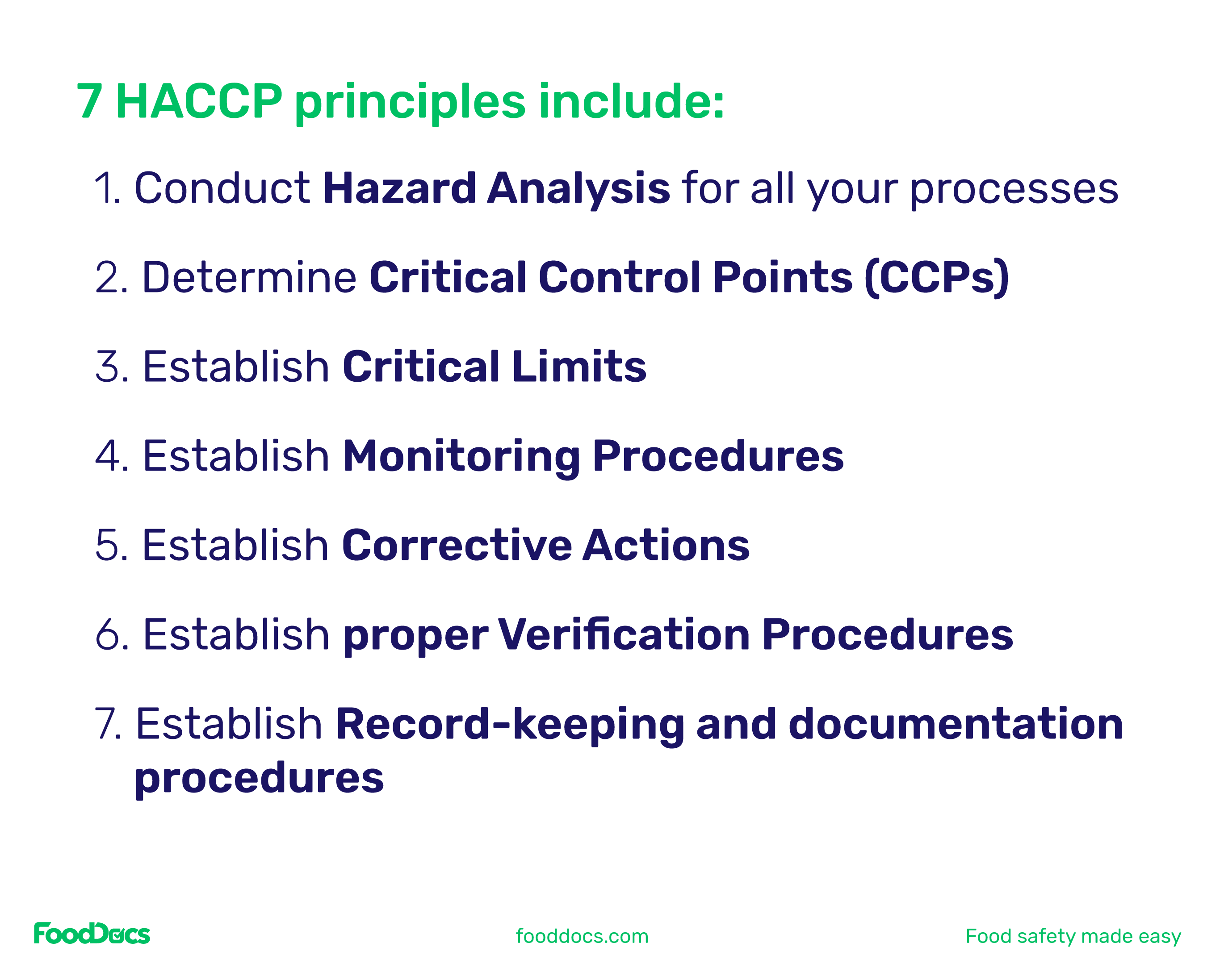 7 HACCP principles include
