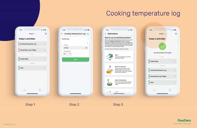 Cooking temperature log FoodDocs