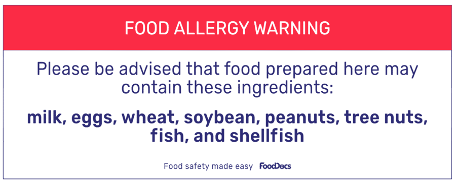 Food allergy warning