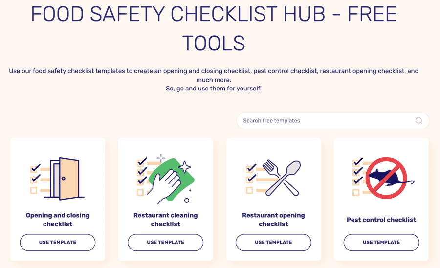Food safety checklist Food safety checklist