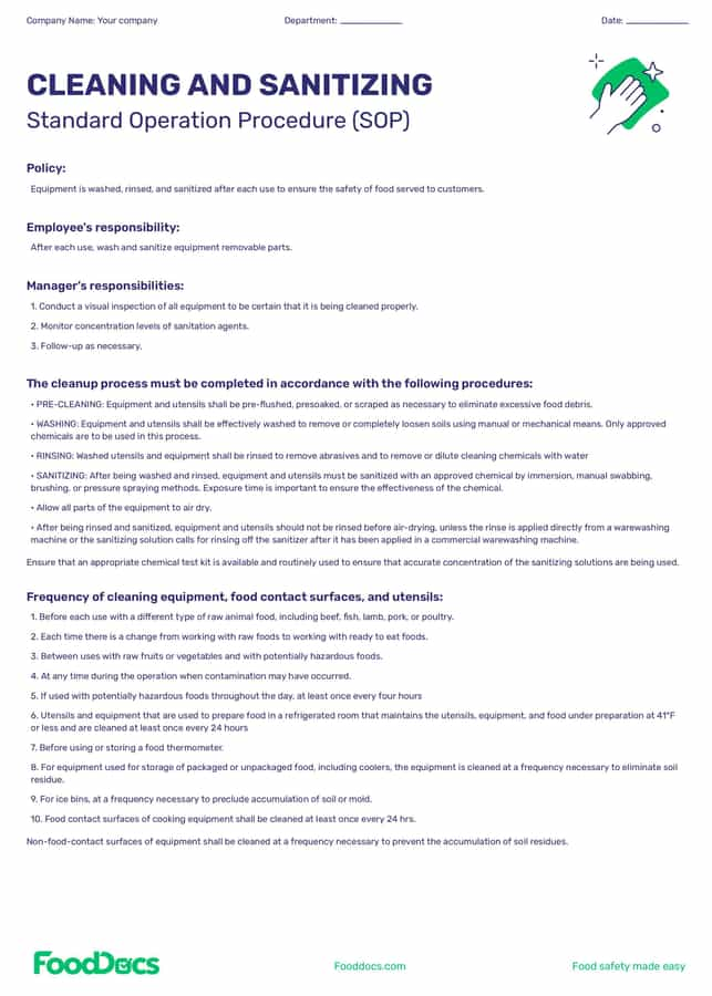 FoodDocs - Sanitation Standard Operating Procedures (SSOP)-1