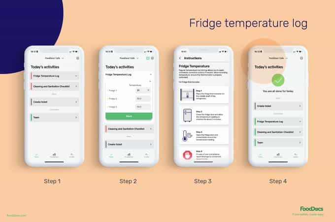 Fridge temperature log on FoodDocs