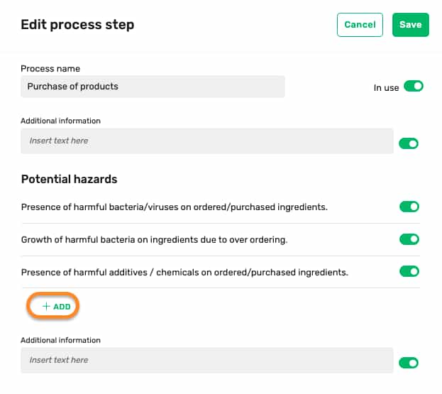 HACCP > How to Add new custom hazard