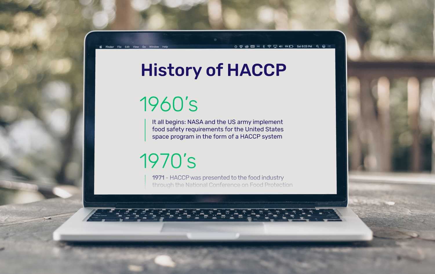HACCP history on laptop
