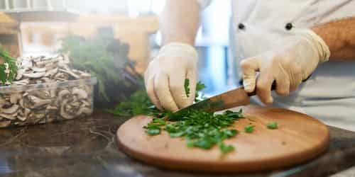 chef wearing gloves when preparing food