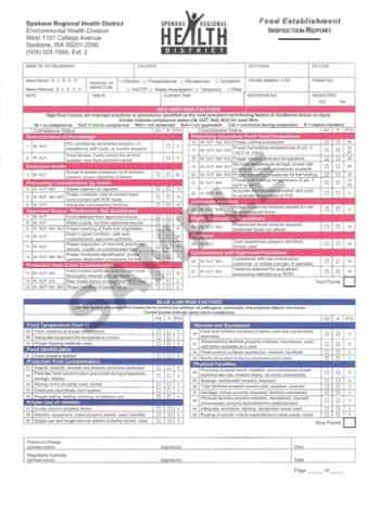 food inspection report example-1