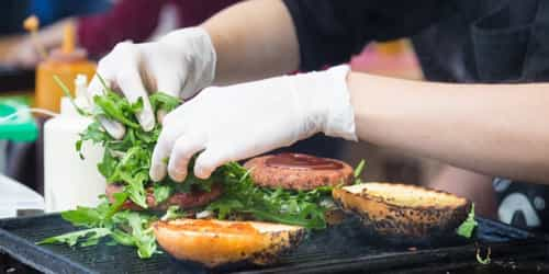 food worker wearing gloves