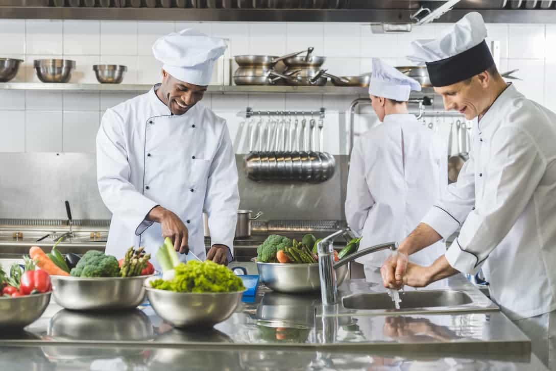 where should sinks be available for food service workers